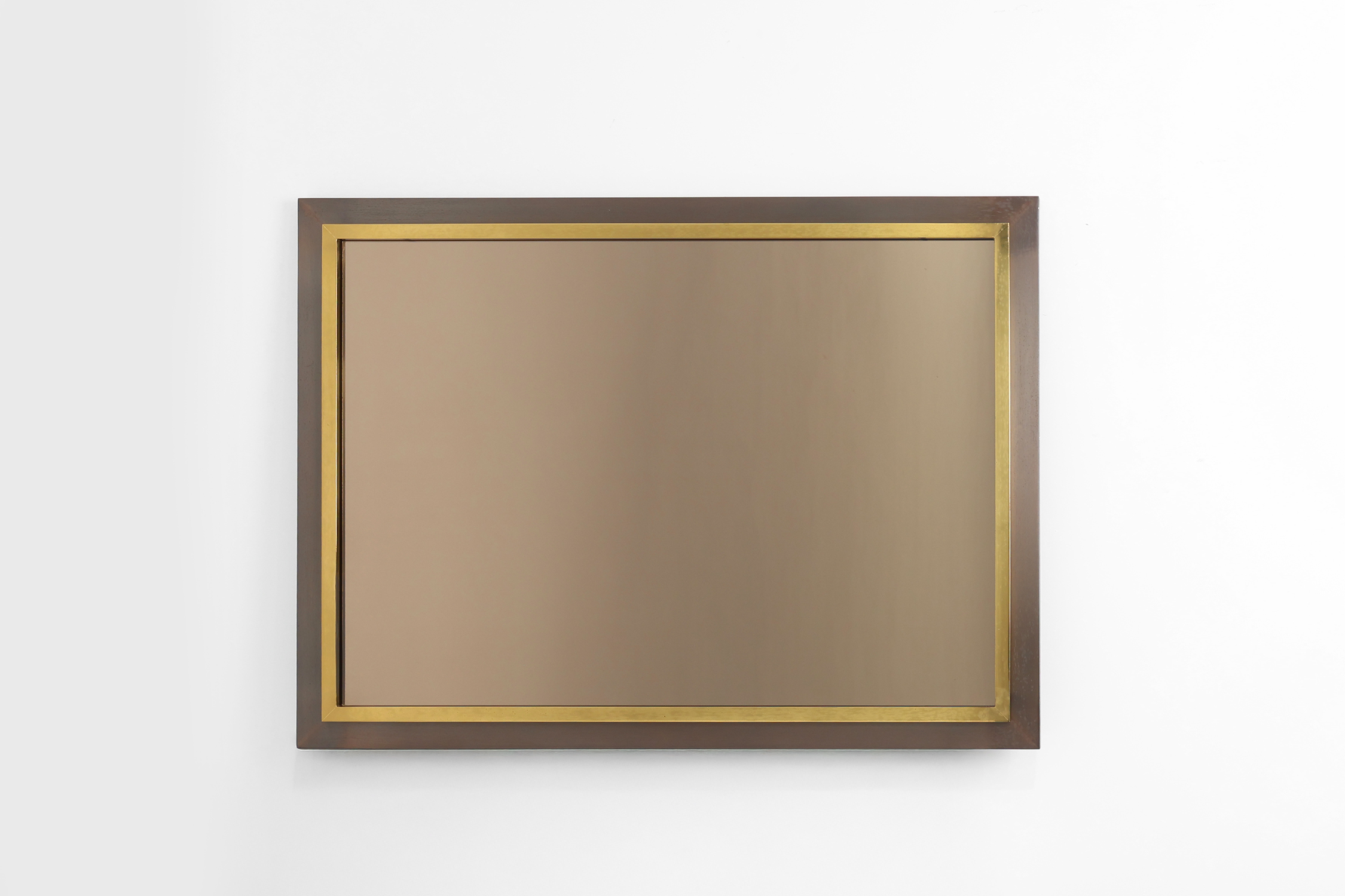 Belgian Mid-Century Belgo Chrome Mirror in Copper and Fumé Glass, 1980sthumbnail